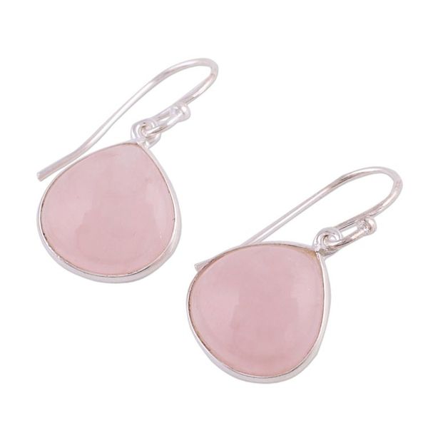 Alternate image for Rose Quartz and Sterling Silver Dangle Earrings from India Dancing Soul