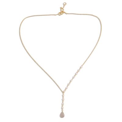 Alternate image for Gold Plated Chalcedony Y-Necklace from India Gemstone Grace