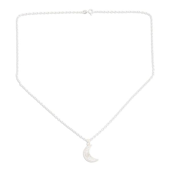 Alternate image for Cubic Zirconia and Rainbow Moonstone Pendant Necklace Flower Moon