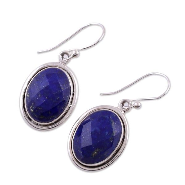 Alternate image for Lapis Lazuli Earrings Sterling Silver Jewelry from India Blue Destiny