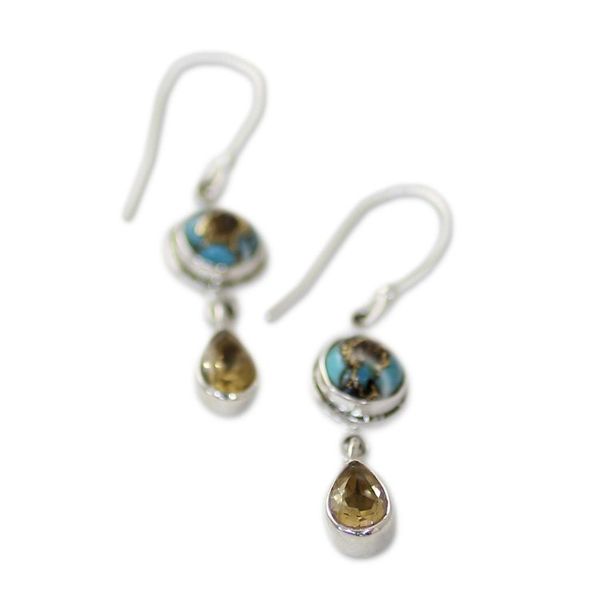 Alternate image for Two Carat Citrine Dangle Earrings from India Sunny Droplets