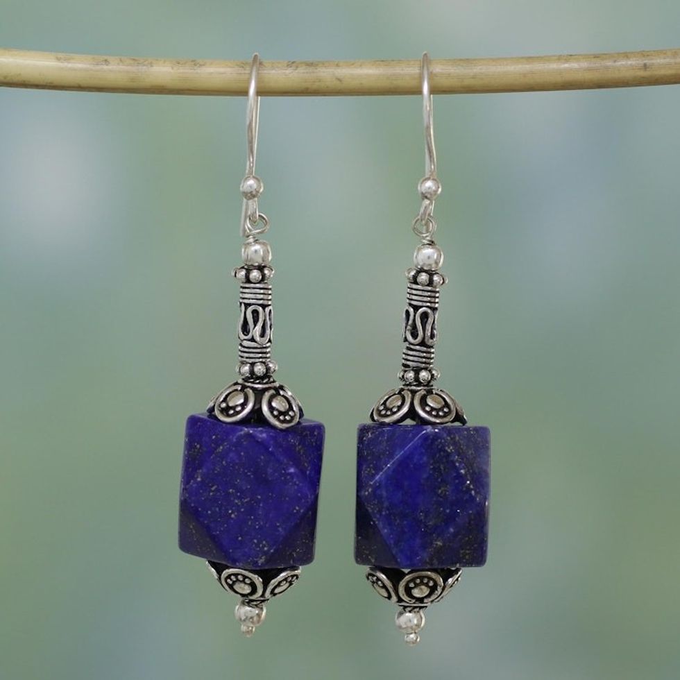 Lapis lazuli dangle earrings 'Blue Goddess'