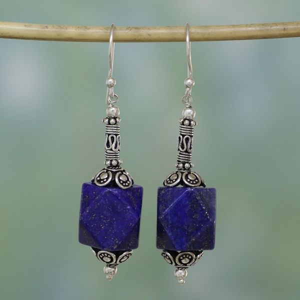 Alternate image for Lapis lazuli dangle earrings Blue Goddess