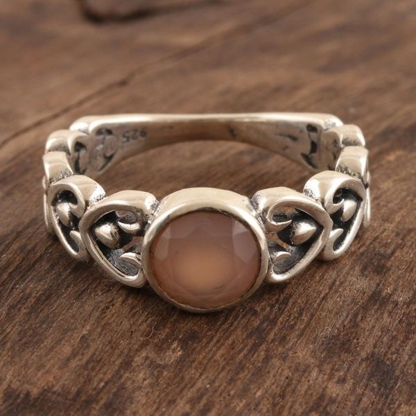 Alternate image for Heart Motif Pink Chalcedony Ring Perfect Pink
