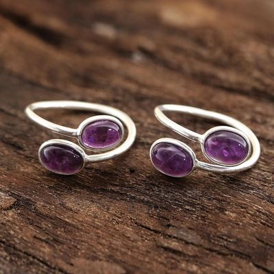 Alternate image for Oval Amethyst Toe Rings from India Pair Dainty Ovals