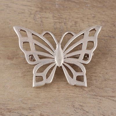 Alternate image for Sterling Silver Butterfly Brooch Crafted in India Dainty Butterfly