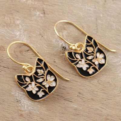 Alternate image for Gold-Plated Sterling Silver Cat Dangle Earrings Outdoor Cat