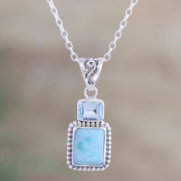 Alternate image for Larimar and Blue Topaz Pendant Necklace Beyond Bliss