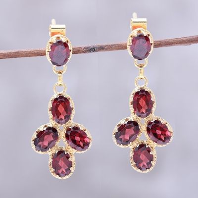 Alternate image for 22k Gold Plated 10-Carat Garnet Dangle Earrings from India Regal Dance
