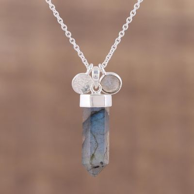Alternate image for Labradorite and Sterling Silver Crystal Pendant necklace Moonlight Crystal