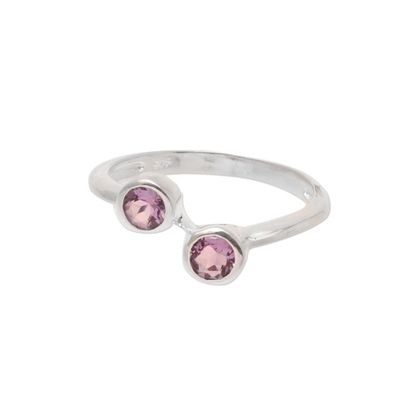 Alternate image for Faceted Amethyst Band Ring Crafted in India Duality