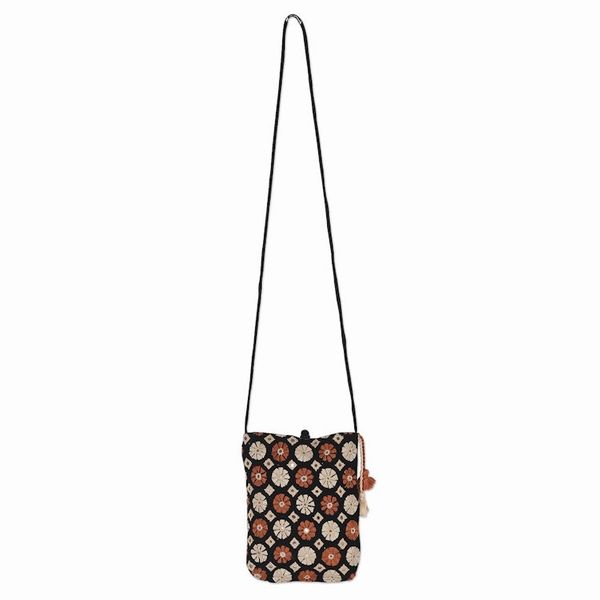 Alternate image for Hand-Embroidered Cotton Sling Bag from India Spinning Blossoms