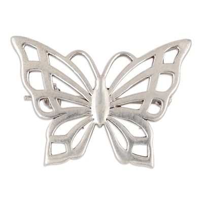 Alternate image for Sterling Silver Butterfly Brooch Crafted in India Dainty Butterfly