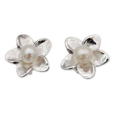 Alternate image for Pearl Bridal Jewelry Sterling Silver Earrings White Jasmine