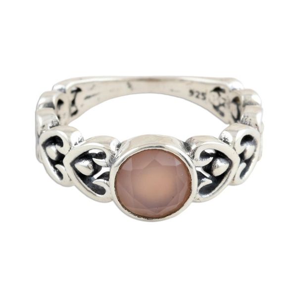 Alternate image for Heart Motif Pink Chalcedony Ring Perfect Pink