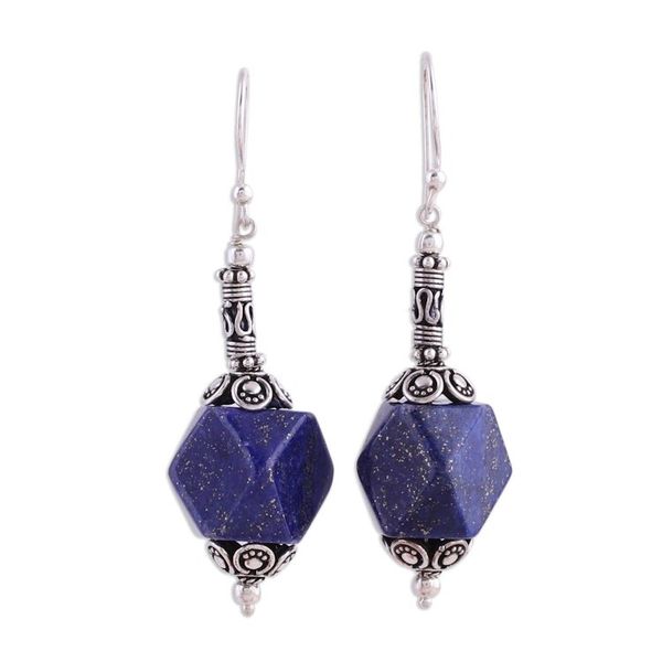 Alternate image for Lapis lazuli dangle earrings Blue Goddess