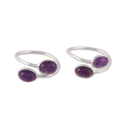 Alternate image for Oval Amethyst Toe Rings from India Pair Dainty Ovals