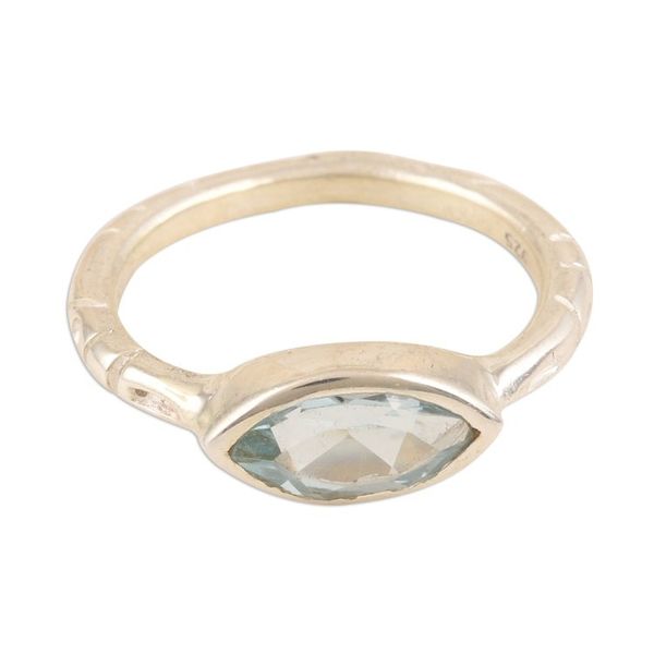 Alternate image for Marquise Cut Blue Topaz Ring from India Delicate Eye
