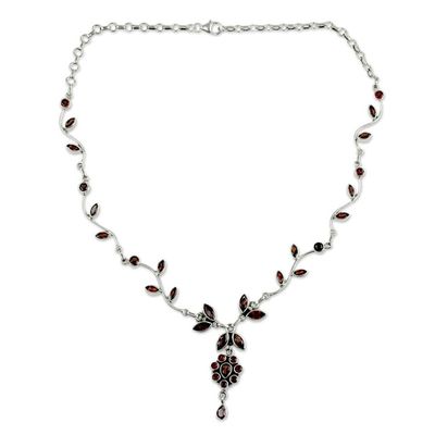 Alternate image for Floral Jewelry Sterling Silver and Garnet Necklace Loves Legacy