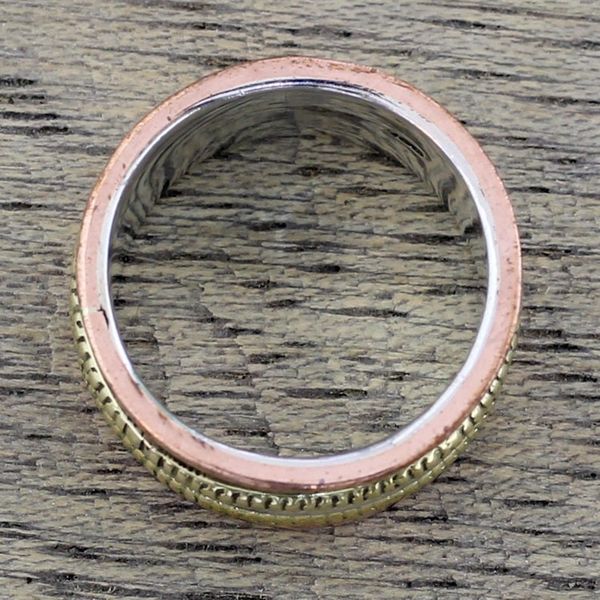 Alternate image for Sterling Silver Copper and Brass Spinner Ring from India Alluring Rotation