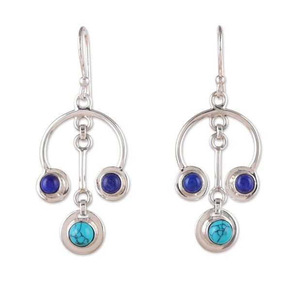 Alternate image for Reconstituted Turquoise and Lapis Lazuli Chandelier Earrings Flair