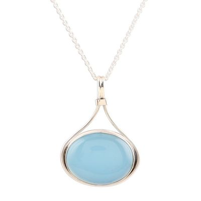 Alternate image for Handmade Sterling Silver Blue Chalcedony Pendant Necklace Smooth Seas Ahead