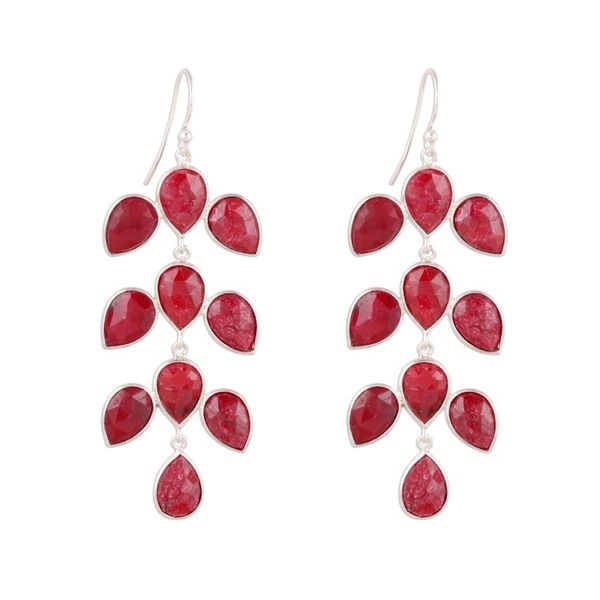Alternate image for 40-Carat Ruby Dangle Earrings from India Leaf Cascade