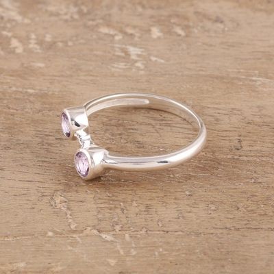 Alternate image for Faceted Amethyst Band Ring Crafted in India Duality