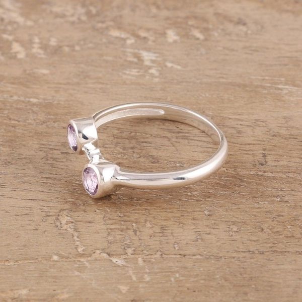 Alternate image for Faceted Amethyst Band Ring Crafted in India Duality