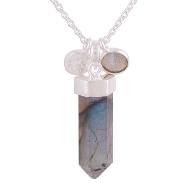 Alternate image for Labradorite and Sterling Silver Crystal Pendant necklace Moonlight Crystal