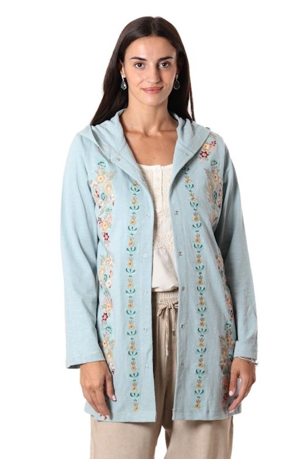 Alternate image for Embroidered Cotton Floral-Motif Hoodie Pale Paradise