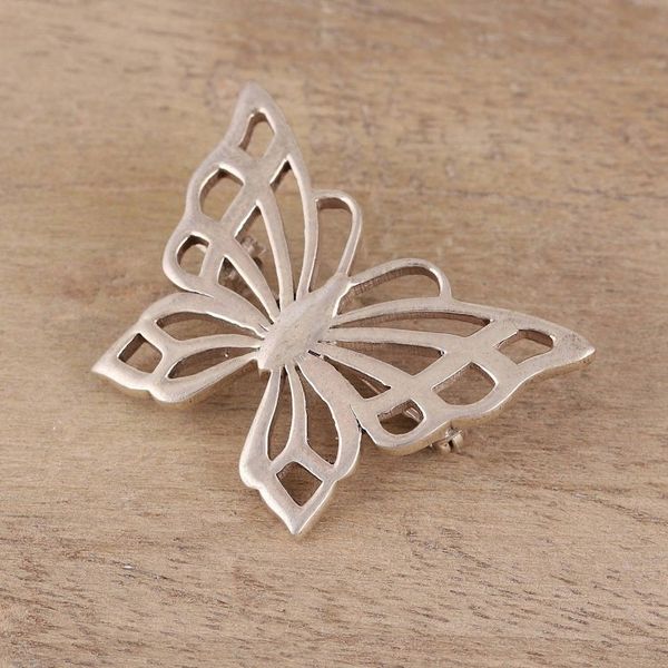 Alternate image for Sterling Silver Butterfly Brooch Crafted in India Dainty Butterfly