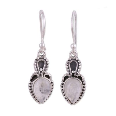 Alternate image for Rainbow Moonstone Cabochon and Sterling Silver Earrings Earthly Crown