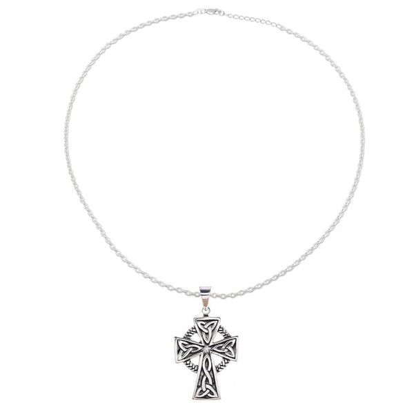 Alternate image for Celtic Cross Sterling Silver Pendant Necklace from India Celtic Faith