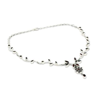 Alternate image for Floral Jewelry Sterling Silver and Garnet Necklace Loves Legacy