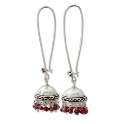 Alternate image for Indian Style Garnet and Sterling Silver Earrings Grand Tradition