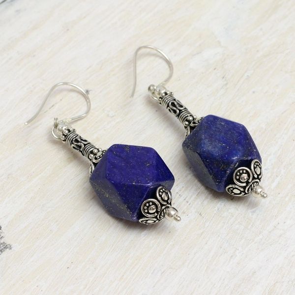 Alternate image for Lapis lazuli dangle earrings Blue Goddess