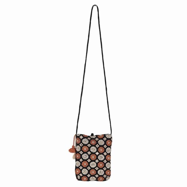 Alternate image for Hand-Embroidered Cotton Sling Bag from India Spinning Blossoms
