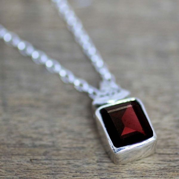 Alternate image for Hand Made Faceted Garnet Pendant Necklace from India Indian Grace in Red