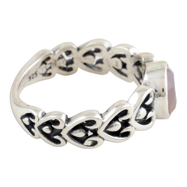 Alternate image for Heart Motif Pink Chalcedony Ring Perfect Pink