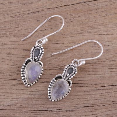 Alternate image for Rainbow Moonstone Cabochon and Sterling Silver Earrings Earthly Crown