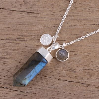 Alternate image for Labradorite and Sterling Silver Crystal Pendant necklace Moonlight Crystal
