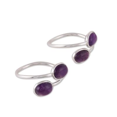 Alternate image for Oval Amethyst Toe Rings from India Pair Dainty Ovals