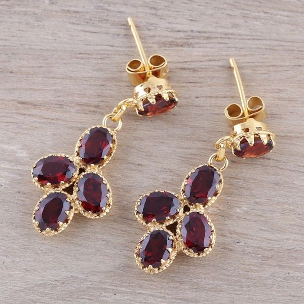 Alternate image for 22k Gold Plated 10-Carat Garnet Dangle Earrings from India Regal Dance
