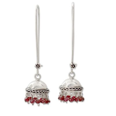 Alternate image for Indian Style Garnet and Sterling Silver Earrings Grand Tradition