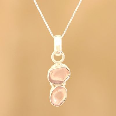 Alternate image for Rose Quartz Pendant Necklace Crafted in India Pink Flair