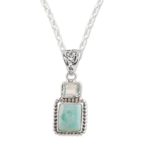 Alternate image for Larimar and Blue Topaz Pendant Necklace Beyond Bliss