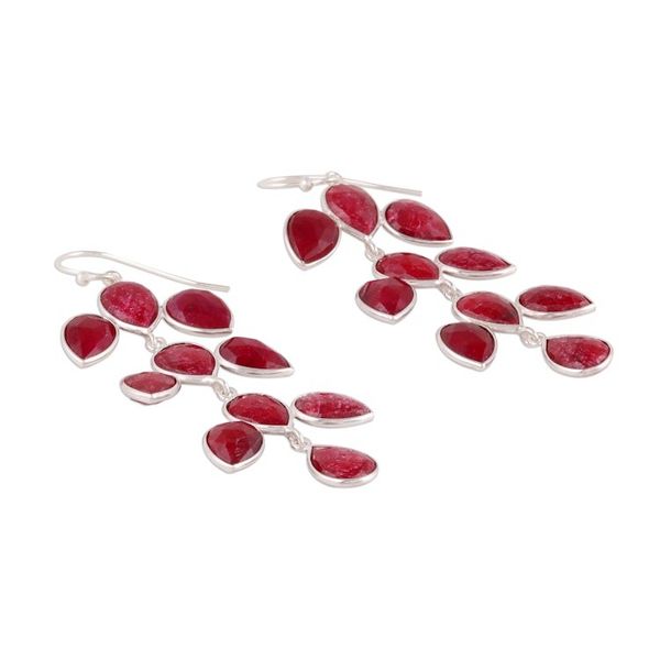 Alternate image for 40-Carat Ruby Dangle Earrings from India Leaf Cascade