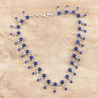 Alternate image for Lapis Lazuli and Sterling Silver Link Necklace Lapis Dance