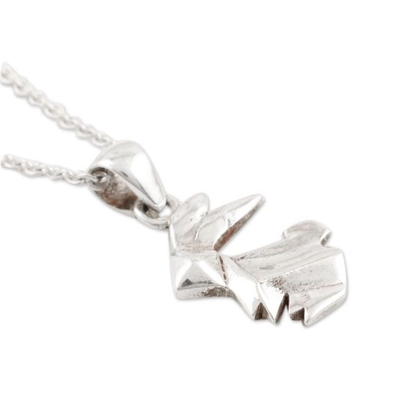 Alternate image for Sterling Silver Rabbit-Motif Pendant Necklace Geometric Rabbit